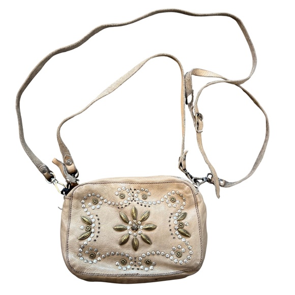 Beige Studded Campomaggi Cross-Body Bag - Picture 1 of 3